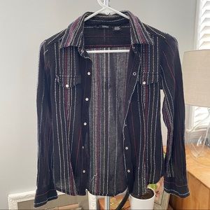 iSHYU 90s Black button up with colorful stripes